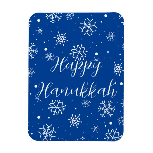 Snowflakes Blue Happy Hanukkah  Magnet