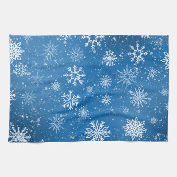 Snowflakes Blue Kitchen Towel by tigressdragon at Zazzle