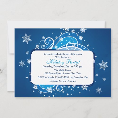 Snowflakes Blue Party Invitation