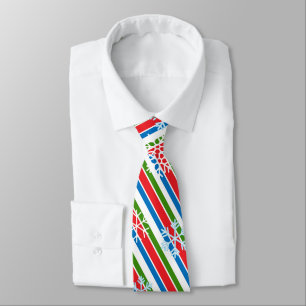 Snowflakes Blue Red Green Geometric Stripes Neck Tie