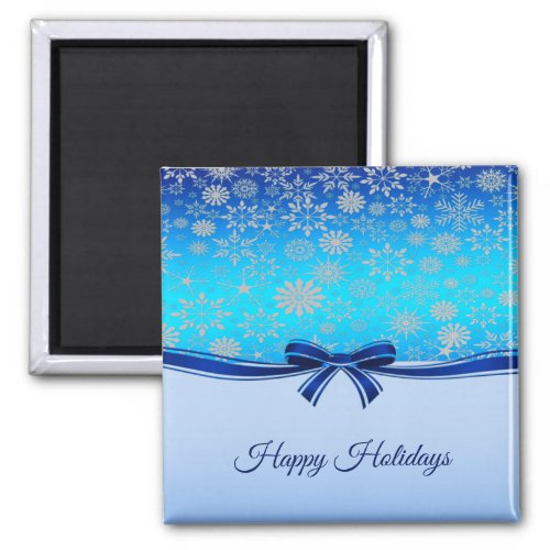  Snowflakes Blue Ribbon Holiday Christmas Magnet