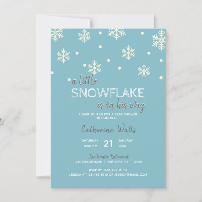 Snowflakes Blue Silver Grey BABY SHOWER | BOY Invitation (Front)