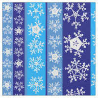 Snowflakes Blue Stripes Fabric