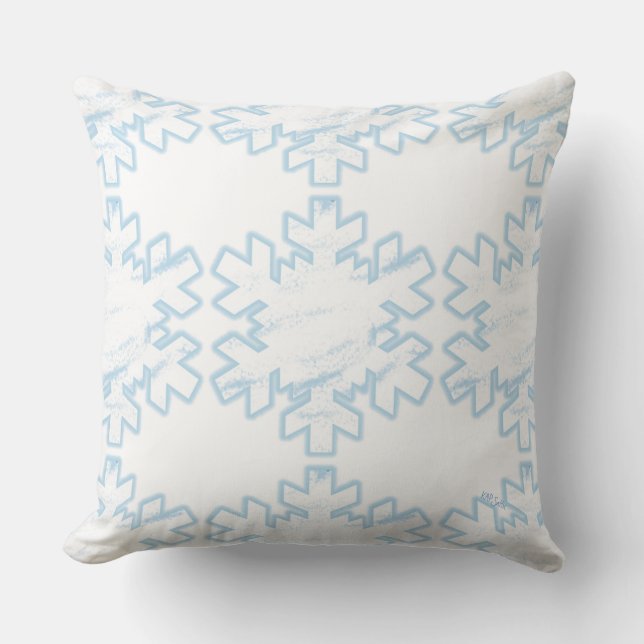 Snowflakes (blue/white) throw pillow (Front)