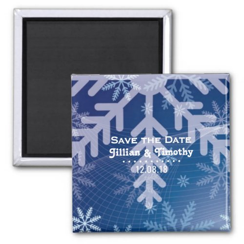 Snowflakes Blue Winter Wedding Save the Date Magnet