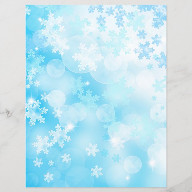 Snowflakes & Bokeh Scrapbook Paper (Front)