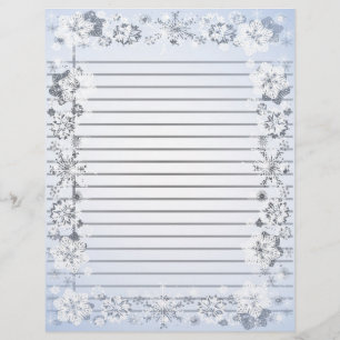 Snowflakes Border Heavy Lined Writing Paper