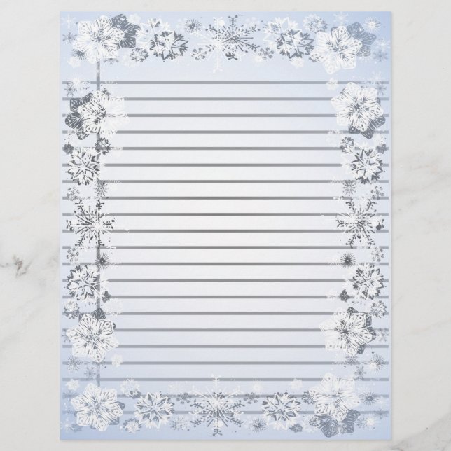 Snowflakes Border Heavy Lined Writing Paper (Front)