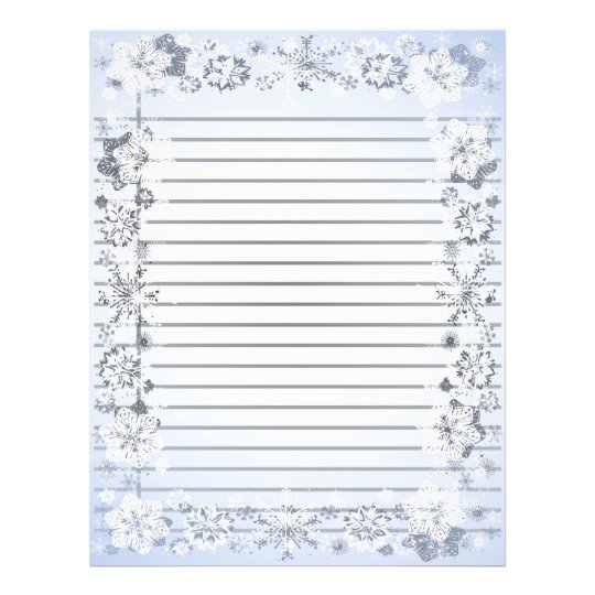 Snowflakes Border Heavy Lined Writing Paper | Zazzle.com