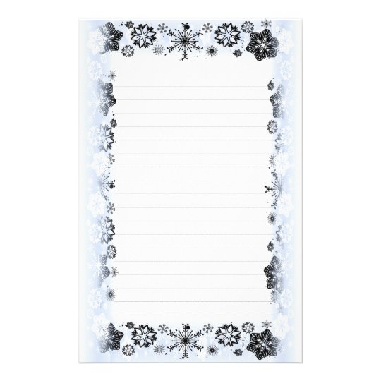Snowflakes Border Lined Writing Paper | Zazzle.com