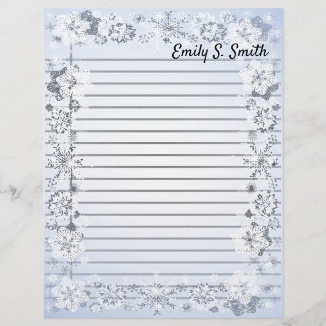 Snowflakes Border Personalized Writing Paper (Front)