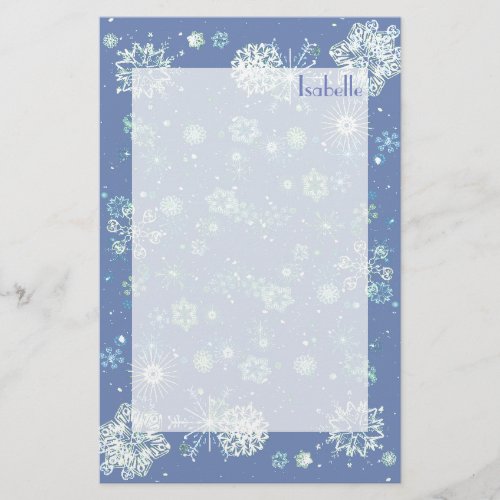 Snowflakes Border Unlined Writing Paper