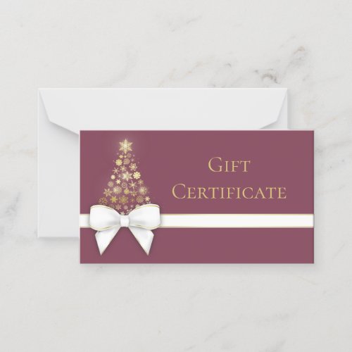 Snowflakes Bow Violet Red Christmas Tree Gift Card