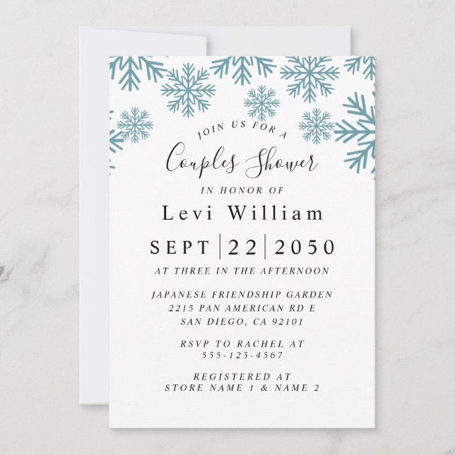 Snowflakes Bridal Shower Invitation (Front)