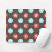 snowflakes brown and blue polka dots mouse pad (With Mouse)