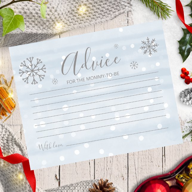 Snowflakes Budget Baby Boy Shower Advice Cards (Creator Uploaded)