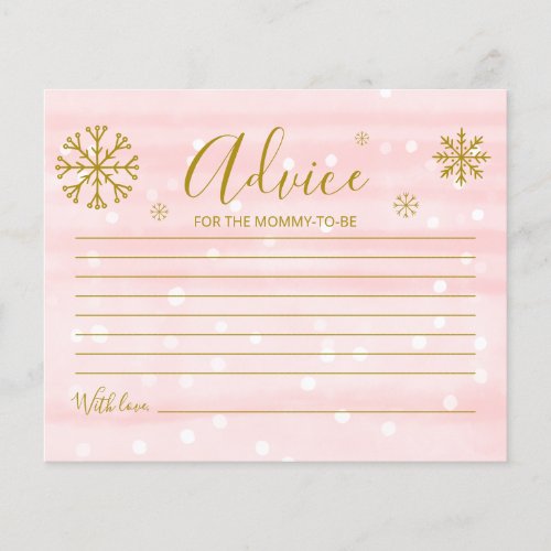 Snowflakes Budget Baby Girl Shower Advice Cards