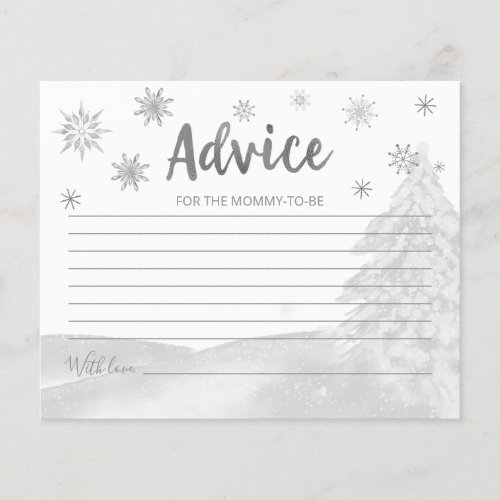 Snowflakes Budget Gray Baby Shower Advice Cards