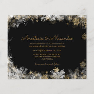 Snowflakes Budget Invitation to wedding ceremony. Flyer