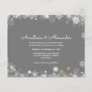 Snowflakes Budget Invitation to wedding ceremony. Flyer