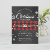 Snowflakes & Buffalo Plaid Christmas Party Invite (Standing Front)