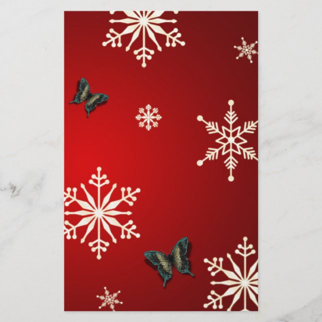 Snowflakes & Butterflies Stationery (Front)