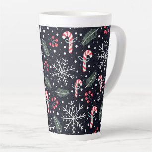 Snowflakes & Candy Canes Holiday Latte Mug