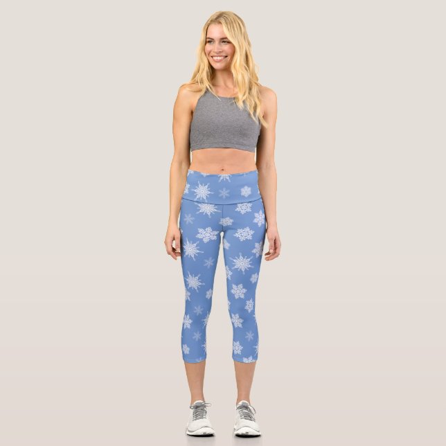 Snowflakes Capri Leggings (Front)
