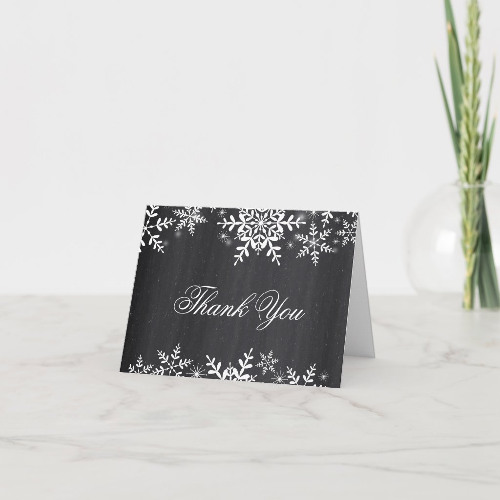 Snowflakes Chalkboard Baby Shower Thank You Card