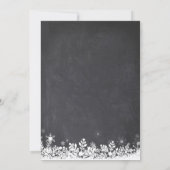 Snowflakes Chalkboard Lace Baby Boy First Birthday Invitation (Back)