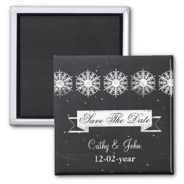 snowflakes chalkboard winter Save the date magnet