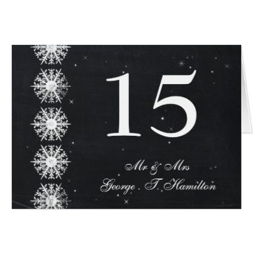 snowflakes chalkboard winter table seating card