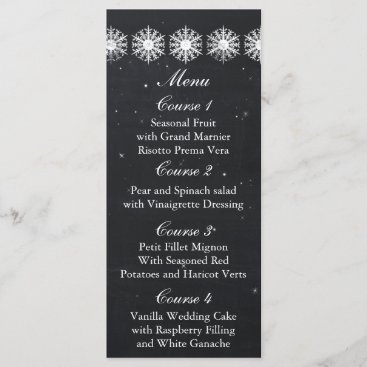 snowflakes chalkboard winter wedding menu