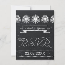 snowflakes chalkboard winter wedding RSVP