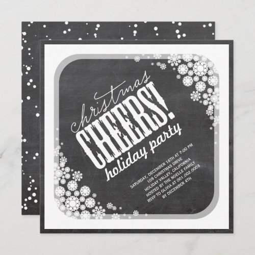 Snowflakes Cheers Chalkboard Holiday Party Invite