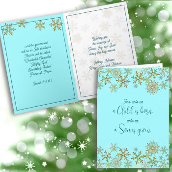 Snowflakes Christian Scripture Blue Christmas Card by dustytoes at Zazzle