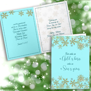 Snowflakes Christian Scripture Blue Christmas Card
