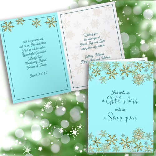 Snowflakes Christian Scripture Blue Christmas Card
