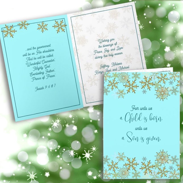 Snowflakes Christian Scripture Blue Christmas Card (Creator Uploaded)