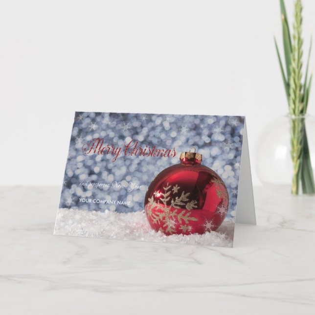 Snowflakes,Christmas Ball Company Greeting Holiday Card (Front)