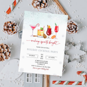 Snowflakes Christmas Cocktail Party Invitation