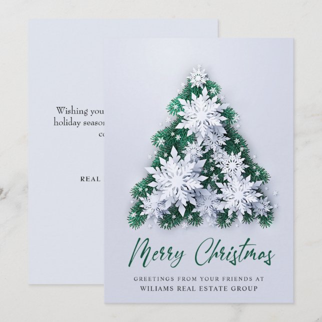 Snowflakes Christmas Corporate Greeting Holiday Card (Front/Back)