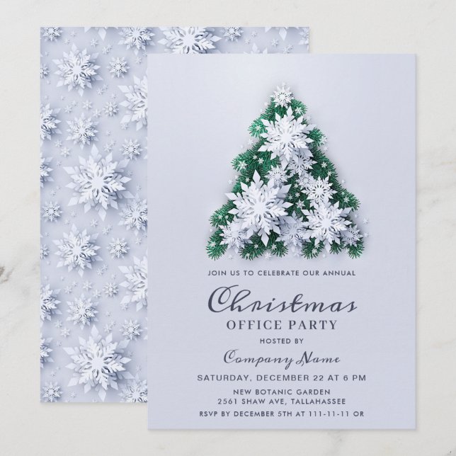 Snowflakes Christmas Corporate Holiday Party Invitation (Front/Back)