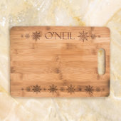 Snowflakes Christmas Cutting Board with Last Name (Top)