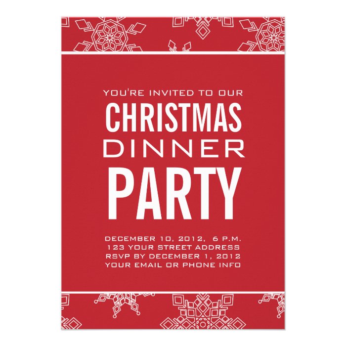 SNOWFLAKES CHRISTMAS DINNER PARTY INVITATION
