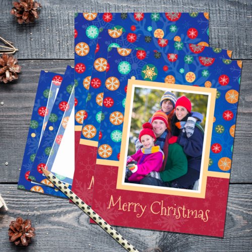 Snowflakes Christmas Family Photo Greeting Holiday Postcard