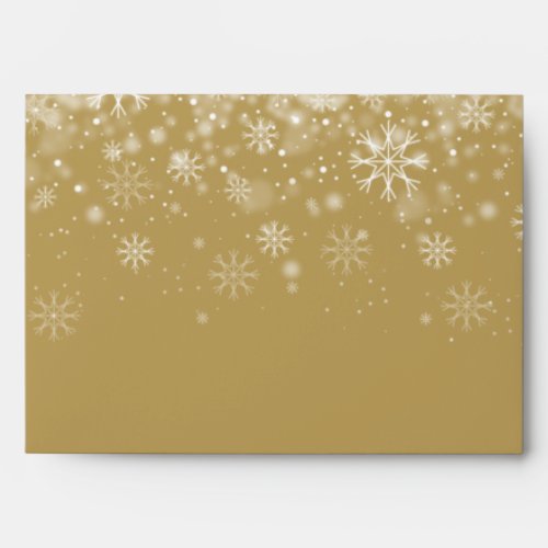 Snowflakes Christmas Gold Return Address Envelope
