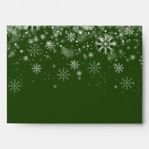 Snowflakes Christmas Green Return Address Envelope