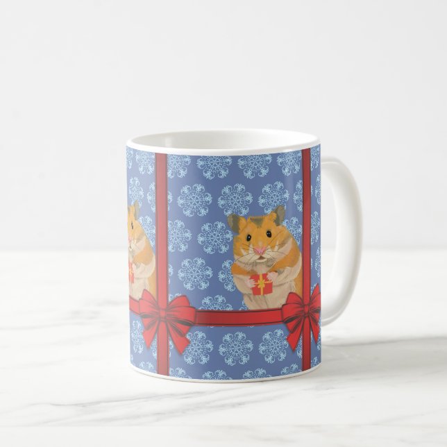 Snowflakes Christmas Hamster Coffee Mug (Front Right)