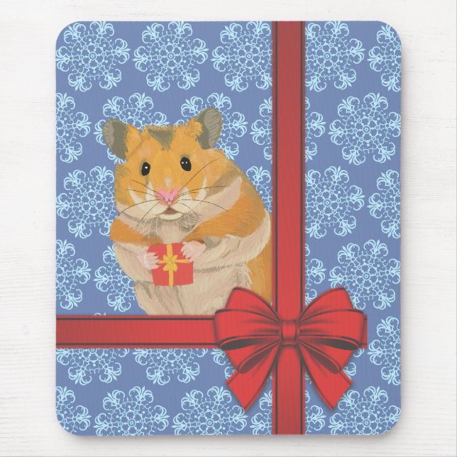 Snowflakes Christmas Hamster Mouse Pad (Front)